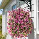 Artificial Hanging Baskets Outdoor, 4 Bundles Artificial Hanging Flowers Outdoors Spring Summer Decoration, No Fade Realistic Fake Hanging Baskets for Porch Patio Balcony Home Yard Decor