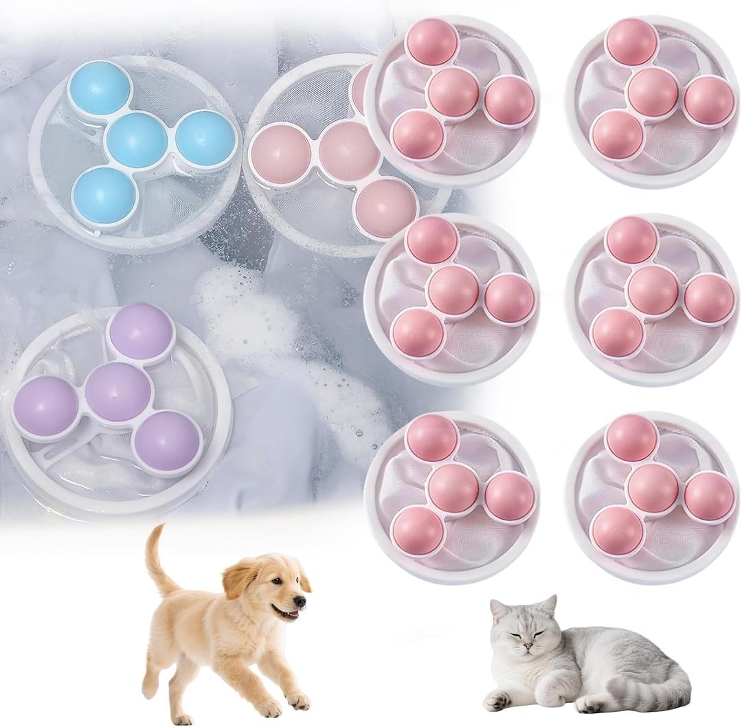 Pet Hair Remover for Laundry, 2026 Upgraded Pet Hair Remover for Laundry Hair Filter Bag Lint Catcher for Washing Machine Cat and Dog Hair Washing Machine Catcher 6 Pcs (Pink)