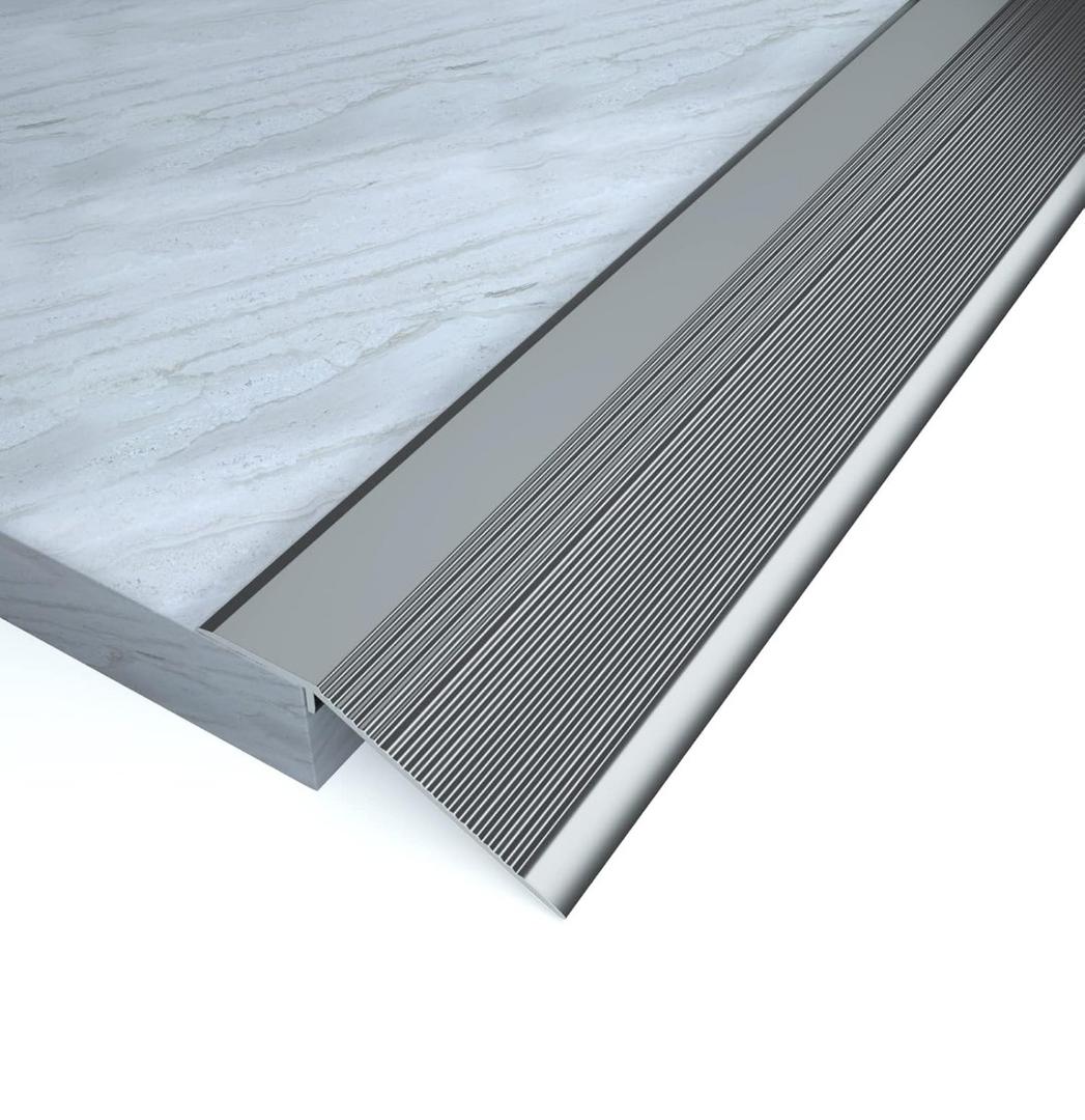 NeatiEase Threshold Ramps for Doorways, 48" Metal Floor Transition Strip Replacement, Aluminum Floor Reducer Molding for Carpet/Entry Door/Tile/Threshold/Wheelchair (Gray)