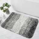 Bathroom Rug Mat Grey Bath Rugs Thick Soft Microfiber Bath Carpet Absorbent Machine Washable Rugs for Shower Floor Bathroom Runner Non-Slip Bathmat 24x16 Inch