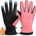 rivmount Kids Ski Gloves Touchscreen Waterproof Warm for Boy Girl Youth Outdoor Skiing Cycling Snow Winter (L(8-10Y), Pink)