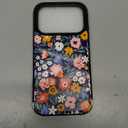 For iPhone 17 Pro Wallet Case Card Holder Slot Slim Cute Design Soft Leather Protective Phone Case with 2 Credit Card Pockets Cover for 6.3 inch for Women Girls,Blue Floral