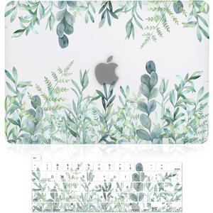 Case for MacBook Pro 16 inch (A2141, 2020 2019 Release), 3D Effect Matte Clear See Through Hard Cover & Keyboard Cover Compatible Mac Pro 16 inch with Touch Bar and Touch ID - Green Plants
