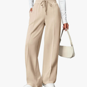 PINSPARK Wide Leg Sweatpants Women High Waisted Baggy Sweat Pants Elastic Elevated Seams Loose Active Pants with Pockets, S-M