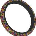 Hippie Flower Steering Wheel Covers Universal Fit 15 Inches Neoprene Anti-Slip Car Wheel Protector for Women Girls