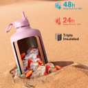 Coolflask 128 oz Gallon Water Bottle Insulated with Straw&3 Lids, Water Jug Large Stainless Steel Metal Vacuum Wide Mouth for Sports, Gym or Office, Non-BPA Keep Cold 48H Hot 24H, Bubblegum Princess