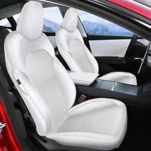 AOMSAZTO Car Seat Cover for Tesla Model 3 2024 2025 (Not for Performance) - Full Set Customized White Seat Covers (with Armrest Cover)