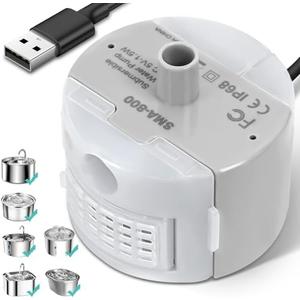 Ultra-Quiet Replacement Pump for Stainless Steel Cat Water Fountains - SMA-800 Motor - Safe and Easy to Clean with Low Voltage DC 5V and USB Cable (Pump) (Side Pump)