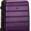 Rockland Melbourne Hardside Expandable Spinner Wheel Luggage, Medium 24", Purple, Checked Medium 24"