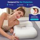 Adjustable Ear Pillow for Side Sleepers - 2-in-1 Modular Design, 60D Memory Foam Neck Support Pillow, Firm Cervical Support for CNH & Ear Piercing Relief, Washable Cooling Cover (White)