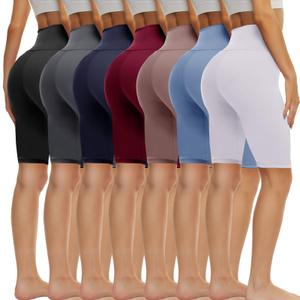 TNNZEET 7 Pack Biker Shorts for Women - 5''/8''/3'' High Waisted Workout Tummy Control Spandex Gym Shorts for Yoga Athletic