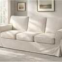 Heavy Duty UPPLAND (Not EKTORP) Sofa Cover Replacement Compatible with IKEA UPPLAND 3 Seat Sofa, Loveseat, Armchair, Sectional Corner, or Footstool Slipcover Only (Uppland 3 Polyester Beige)