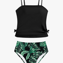 Girls Tankini Swimsuits Two Piece Bathing Suit Drawstring Swimwear Set for Girls 15-16 Years