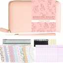 Cash Envelope Wallet Pastel Peach - All in One Budget System with 12 Tabbed Cash Envelopes, 12 Monthly Budget Cards, Yearly Budget Planner Sheet Complete Money Organizer Set for Cash RFID Blocking