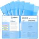 Seajan 6 Pack 3 Pocket File Folders with Clip,Water Proof Material Foldable Design for Easy Review, File Folder for Documents, Report Covers Presentation Folders, Letter Size 12.29.1inch (Blue)