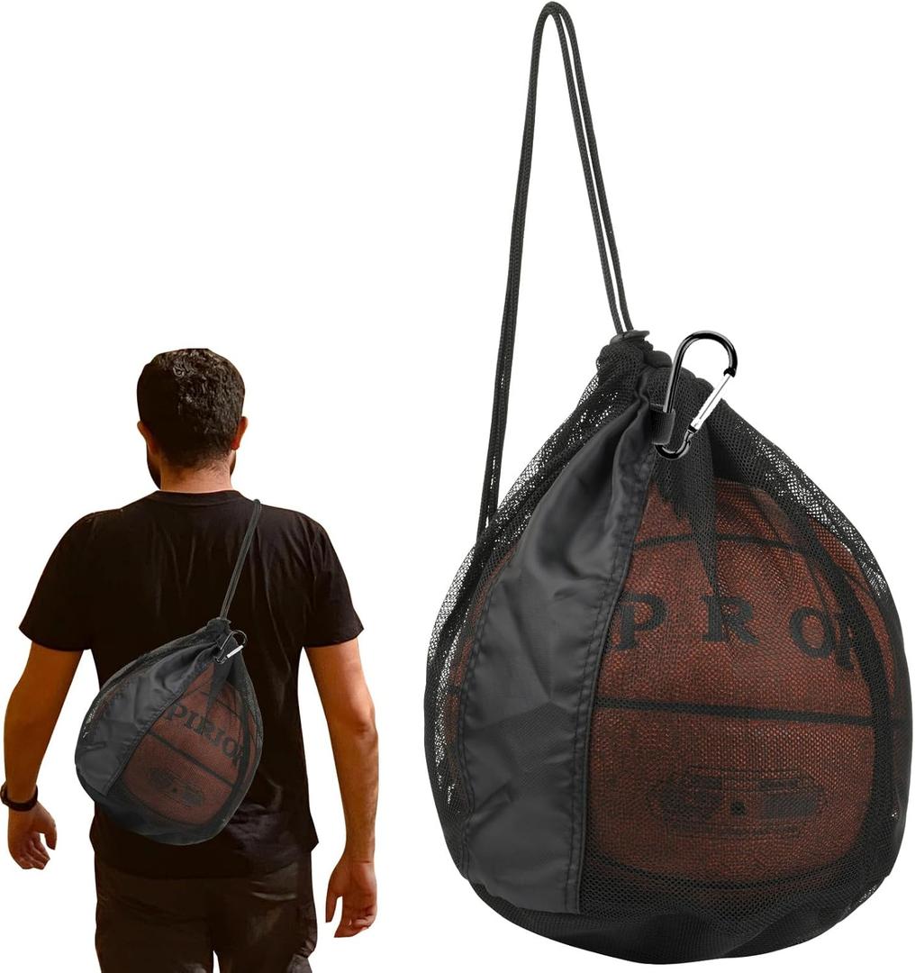 Cosmos Basketball Bag Basketball Backpack - Single Ball Mesh Storage Crossbody Sling Sackpack for Volleyball Soccer Rugby Football Equipment, Sport Bag Organizer for Gym Pool Beach & Travel Essentials