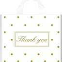 50/100 Pcs Thank You Bags for Small Business, Plastic Shopping Retail Merchandise Bag with Handle (50, 18x18 Inch) (White)