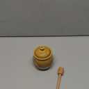 Creative Co-Op Farmhouse Embossed Stoneware Honey Pot with Wood Honey Dipper, Amber Orange (8 ounces)