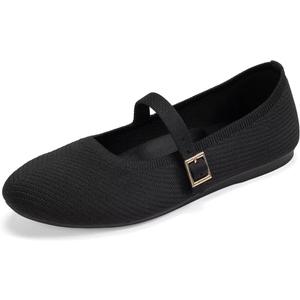 Women's Flats Comfortable Dressy Ballet Flats Casual Round Toe Slip On Washable Knitted Fabric Office Work Woman Shoes, Size 9