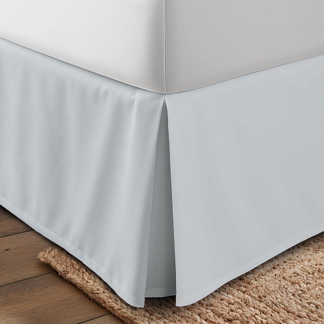 Utopia Bedding Queen Bed Skirt - Soft Quadruple Pleated Ruffle - Easy Fit with 16 Inch Tailored Drop - Hotel Quality, Shrinkage and Fade Resistant (Queen, Light Grey)