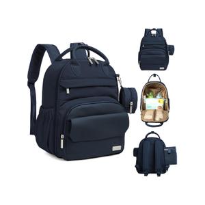 Diaper Bag Backpack - Multifunctional Travel Diaper Back Packs,Maternity Baby Changing Bags, Compact 12L Capacity, PU Leather, Waterproof, Unisex, Stylish Nappy Bag, Diaper Changing Pad (Navy Blue)