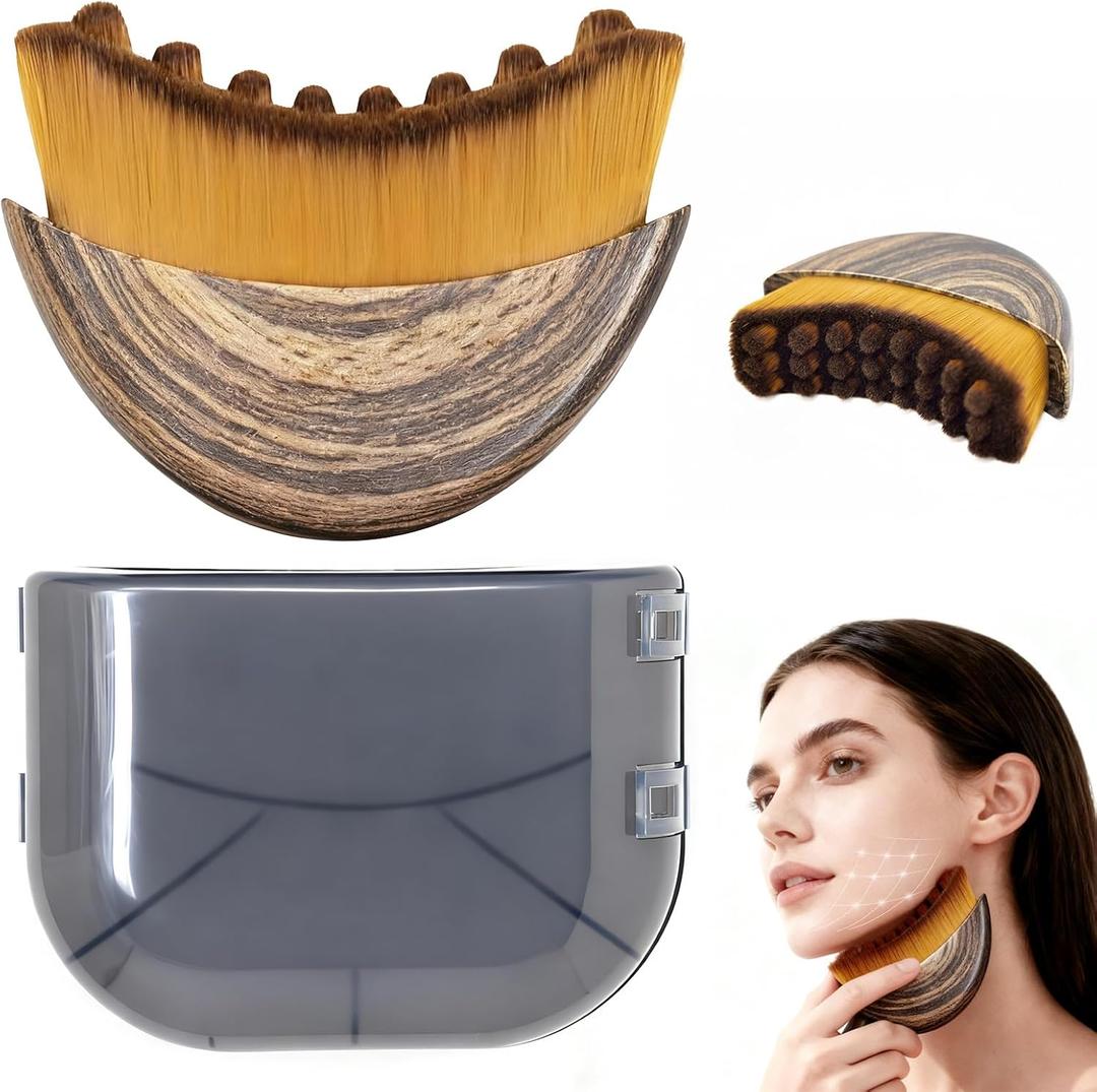Lymphatic Contour Face Brush, Manual Lymphatic Drainage Massager, Natural Makeup Brushes with Durable Soft Bristles, Hypoallergenic Ergonomic Facial Cleansing Brush for Sculpting (1 Pcs)