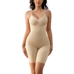 BampooPanPa Shapewear Bodysuit for Women Tummy Control Body Suits Full Body Shaper Faja Seamless Butt Lifter Bodycon Jumpsuits (Nude,Medium)