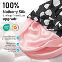 LitBear Luxury Silk Lined Shower Caps for Women Reusable Waterproof, Double Layered Large Bathing Hair Cap with Adjustable Elastic Strap, Non-slip, Quick-dry, for Long Short Hair, Black Dots