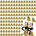 Leyndo 150 Pcs Pompoms Cheerleading Bulk Gold Metallic Foil Pom Poms with Baton Handle Cheerleader Pompoms for Sports Game Squads Dancing Party Football Basketball