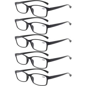 Reading Glasses 5 Pairs Quality Readers Spring Hinge Vintage Glasses for Reading for Men and Women (5 Pack Black, 1.5)
