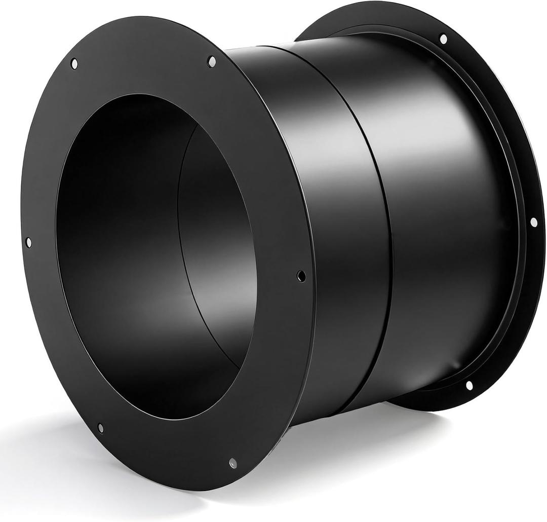 6 Inch Wall Thimble with Black Protective Coating, for Double Wall Insulated Chimney Pipe, 304 Stainless Steel, Adjustable (4.6-9.2) for Horizontal/Vertical Installation