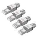 VCELINK RJ45 Cat6A Connectors Tool-Free Reusable Shielded Ethernet Termination Plugs for 23AWG SFTP UTP Cable, 10G Easy Internet Plug, Fast Field Installation 4 Pack
