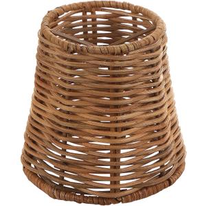Aspen Creative 51007 Empire Clip-On Chandelier Lamp Shade, Natural Rattan, 3" Top x 4" Bottom x 4" Slant Height