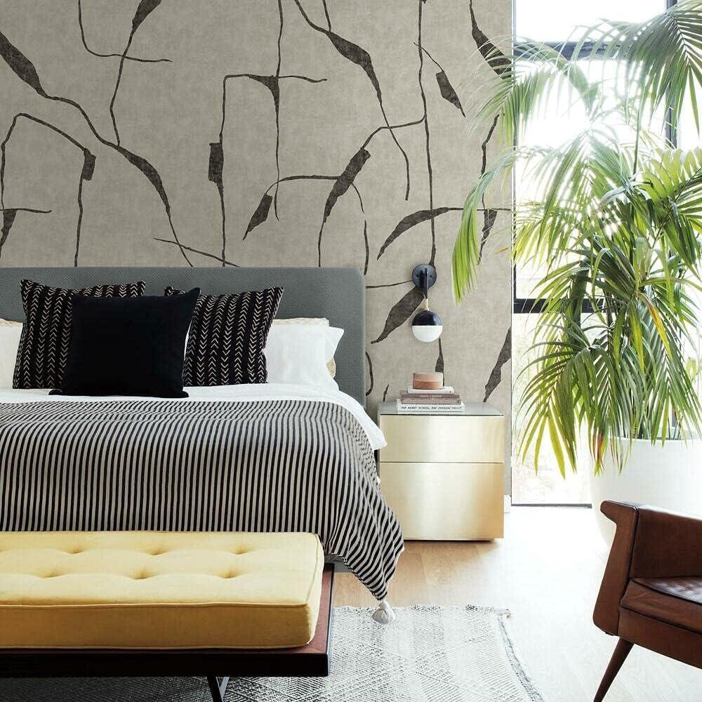 RoomMates RMK12208M Nikki Chu Taupe and Black Peel and Stick Wallpaper Mural (120" x 180")