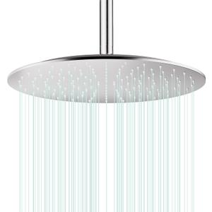 All Metal Rain Shower Head - Heavy Duty Stainless Steel, Easy Install, High Water Flow, Ultra-Thin Modern Design for Bathroom (Brushed Nickel, 16)
