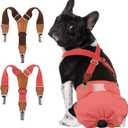 Pet Soft Dog Suspenders 2 Pieces Female Dog Diaper Suspenders for Dogs Diaper Keeper Suspender for Doggy Skirt, Dress, Diapers (Brown & Red, XS/S)