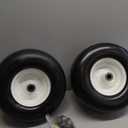13x6.50-6 Lawn Mower Tires Flat Free Tire and Wheel with Rim, Solid Smooth Rubber for Zero-Turn Mowers, 5.5"-7.72"Centered Hub and 3/4" extra 5/8" 1/2" Bushings(White)
