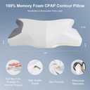 Cervical Neck CPAP Pillow for Side, Back Sleepers to Neck Pain Relief - Reduce Air Leaks & Mask Pressure for Better Sleep- Include CPAP Hose Holder - Avoid Hose Tangles & Keep The Hose Off The Floor