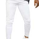GINGTTO Men's Ripped Jeans Slim Fit Skinny Stretch Jeans Pants (32W x 28L, White)