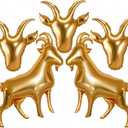 5Pcs Gold Sheep Foil Balloon Set/2 Large Sheep Balloons+ 3 Mini Sheep Head Balloons/Cute Farm Animal Balloons for Baby Shower,New Year, Farm Theme Birthday Party Decorations/Chinese Zodiac Party