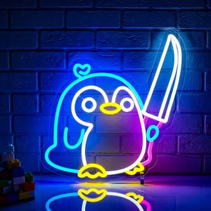 Penguin Neon Sign Led Neon Lights Neon Signs for Wall Decor Light Up Sign for Birthday Party Club Gift