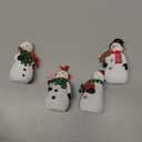 Christmas Snowman Figurines Set of 4 - Hand-Painted Resin Snowmen with Christmas Tree, Gift Box, Wreath & Welcome Sign - Winter Decor & Gift for Tiered Tray, Mantel, Tabletop, Windowsill