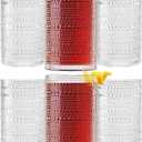 Khen Plastic Hobnail Drinking Highball Glasses Set of 6 Clear Color Cups 14oz, Shatterproof & Unbreakable Acrylic Beaded Design, BPA-Free, Dishwasher Safe Indoor/Outdoor Drinkware Water, Cocktails