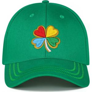 St Patrick's Day Hat for Men Women, Adjustable Embroidered Shamrock Baseball Cap, Green Irish Trucker Hat (Colorful&gold)