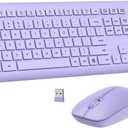 Wireless Keyboard and Mouse Combo, Full Size Silent Ergonomic Keyboard and Mouse, Long Battery Life, Optical Mouse, 2.4G Lag-Free Cordless Mice Keyboard for Computer, Mac, Laptop, PC, Windows (Purple)
