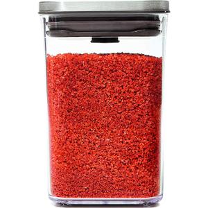 OXO Steel POP Container Small Square Short (1.1 Qt/1 L) - Airtight Food Storage - Ideal for Brown Sugar, Tea,Grey