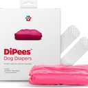 Pet Parents DiPees Disposable Dog Diapers + Extendrs, Leak Proof, Up to 75% Plant Based, Premium Disposable Dog Diapers Female (Pink, Large (17-28"), 10ct)