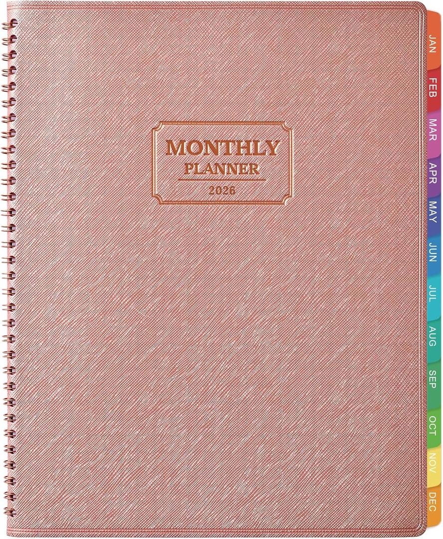 Artfan 2026 Monthly Planner - 2026 Planner, 2026 Calendar Monthly Planner 12-Month with Tabs, 8.86" x 11.4", Saffiano Leather Planners 2026, Jan. 2026 - Dec. 2026 - Pink