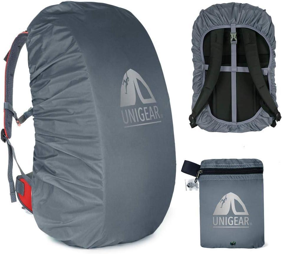 Unigear Backpack Rain Cover Waterproof Rating 5000mm, Ultraportable and Durable with 2 Anti-Slip Buckle Strap, Integrated Carry Pouch Design (X-Large, Gray)