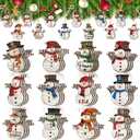 Huwena 36 Pcs Christmas Winter Snowman Ornaments for Tree Snowman Christmas Decorations Wooden Cutouts Wooden Tree Ornaments for Holiday Winter Xmas Party Supplies(Cute)